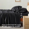 image:imageBedsure Queen Sheet Set Rayon Derived from Bamboo Cooling Sheets PureWoven Breathable amp Soft Deep Pocket Up to 16 Inches Hotel Luxury Silky Bedding for Hot Sleepers Coffee09  Black