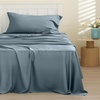 image:imageBedsure Queen Sheet Set Rayon Derived from Bamboo Cooling Sheets PureWoven Breathable amp Soft Deep Pocket Up to 16 Inches Hotel Luxury Silky Bedding for Hot Sleepers Coffee05  Dusty Blue