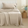 image:imageBedsure Queen Sheet Set Rayon Derived from Bamboo Cooling Sheets PureWoven Breathable amp Soft Deep Pocket Up to 16 Inches Hotel Luxury Silky Bedding for Hot Sleepers Coffee03  Beige