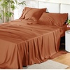 image:imageBedsure Queen Sheet Set Rayon Derived from Bamboo Cooling Sheets PureWoven Breathable amp Soft Deep Pocket Up to 16 Inches Hotel Luxury Silky Bedding for Hot Sleepers Coffee19  Burnt Orange