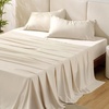 image:imageBedsure Queen Sheet Set Rayon Derived from Bamboo Cooling Sheets PureWoven Breathable amp Soft Deep Pocket Up to 16 Inches Hotel Luxury Silky Bedding for Hot Sleepers Coffee12  Light Beige