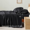 image:imageBedsure Queen Sheet Set Rayon Derived from Bamboo Cooling Sheets PureWoven Breathable amp Soft Deep Pocket Up to 16 Inches Hotel Luxury Silky Bedding for Hot Sleepers Coffee09  Black