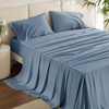 image:imageBedsure Queen Sheet Set Rayon Derived from Bamboo Cooling Sheets PureWoven Breathable amp Soft Deep Pocket Up to 16 Inches Hotel Luxury Silky Bedding for Hot Sleepers Coffee05  Dusty Blue