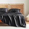 image:imageBedsure Queen Sheet Set Rayon Derived from Bamboo Cooling Sheets PureWoven Breathable amp Soft Deep Pocket Up to 16 Inches Hotel Luxury Silky Bedding for Hot Sleepers Coffee09  Black