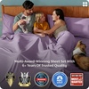 image:imageBedsure Queen Sheet Set Rayon Derived from Bamboo Cooling Sheets PureWoven Breathable amp Soft Deep Pocket Up to 16 Inches Hotel Luxury Silky Bedding for Hot Sleepers Coffee13  Lilac
