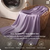 image:imageBedsure Queen Sheet Set Rayon Derived from Bamboo Cooling Sheets PureWoven Breathable amp Soft Deep Pocket Up to 16 Inches Hotel Luxury Silky Bedding for Hot Sleepers Coffee13  Lilac