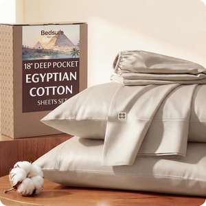 image:imageBedsure 100 Giza CEA Certified Egyptian Cotton Sheets  18 Deep Pocket King Size with 4 Corner Straps PureWoven AllSeason Breathable Comfort Softens After Wash Thick amp SturdyOlive GreenBeige
