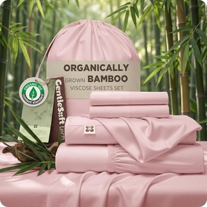 image:imageBedsure 100 Organically Grown Bamboo Viscose California King Sheet Sets  Cooling Bedsheet for Hot Sleepers  Luxury Silky Soft PureWoven  18 Deep Pocket with Corner Straps  OekoTex Light Brown08  Pink