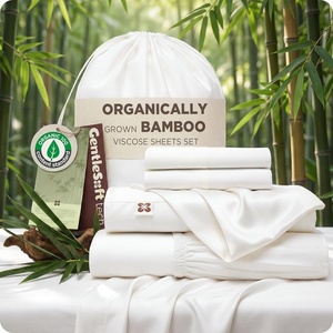 image:imageBedsure 100 Organically Grown Bamboo Viscose California King Sheet Sets  Cooling Bedsheet for Hot Sleepers  Luxury Silky Soft PureWoven  18 Deep Pocket with Corner Straps  OekoTex Light Brown01  White