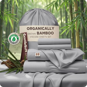 image:imageBedsure 100 Organically Grown Bamboo Viscose California King Sheet Sets  Cooling Bedsheet for Hot Sleepers  Luxury Silky Soft PureWoven  18 Deep Pocket with Corner Straps  OekoTex Light Brown06  Grey