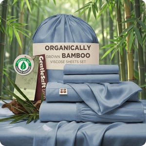 image:imageBedsure 100 Organically Grown Bamboo Viscose California King Sheet Sets  Cooling Bedsheet for Hot Sleepers  Luxury Silky Soft PureWoven  18 Deep Pocket with Corner Straps  OekoTex Light Brown04  Mineral Blue