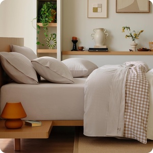 image:imageBedsure 100 Washed Cotton Percale Sheets King Size  Linen Like Textured 6Piece Bedsheet Set with 18 Deep Pocket Breathable amp PureWoven Soft Comfy Linen Beige King01  Linen Beige