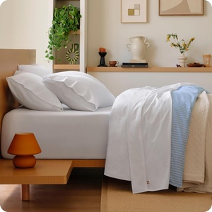 image:imageBedsure 100 Washed Cotton Percale Sheets King Size  Linen Like Textured 6Piece Bedsheet Set with 18 Deep Pocket Breathable amp PureWoven Soft Comfy Linen Beige King02  Pure White