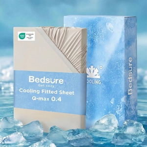 image:imageBedsure Cooling Fitted Sheet Queen Size for Hot Sleeper Queen Fitted Sheet Only with 360 Elastic Corner Straps QMax 04 Temperature Regulation Bedding for Night Sweats Up to 16 Deep Grey03  Beige