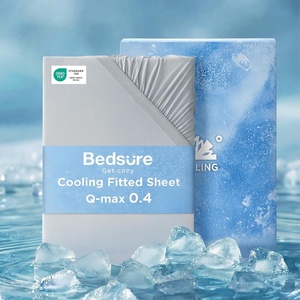 image:imageBedsure Cooling Fitted Sheet Queen Size for Hot Sleeper Queen Fitted Sheet Only with 360 Elastic Corner Straps QMax 04 Temperature Regulation Bedding for Night Sweats Up to 16 Deep Grey01  Grey