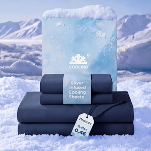 image:imageBedsure Cooling Sheets for Hot Sleepers Silver Infused Bed Sheets QMaxgt046 Luxury Soft amp Silky Smooth King Size Sheets Set Deep Pocket Up to 16 Inches 4 Pieces LinenNavy