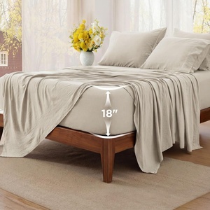 image:imageBedsure Deep Pocket Twin Sheets  4 Piece Prewashed UltraSoft Twin Sheets Set Fits Mattresses Up to 18 Inches Thick Breathable amp Secure Fit Hotel Luxury Bedding LinenLinen