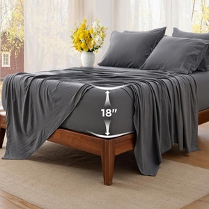image:imageBedsure Deep Pocket Twin Sheets  4 Piece Prewashed UltraSoft Twin Sheets Set Fits Mattresses Up to 18 Inches Thick Breathable amp Secure Fit Hotel Luxury Bedding LinenGrey