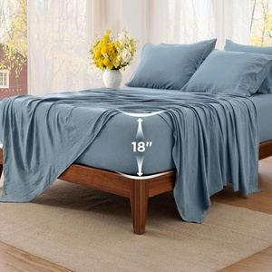 image:imageBedsure Deep Pocket Twin Sheets  4 Piece Prewashed UltraSoft Twin Sheets Set Fits Mattresses Up to 18 Inches Thick Breathable amp Secure Fit Hotel Luxury Bedding LinenDusty Blue