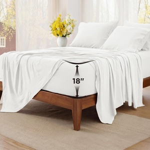image:imageBedsure Deep Pocket Twin Sheets  4 Piece Prewashed UltraSoft Twin Sheets Set Fits Mattresses Up to 18 Inches Thick Breathable amp Secure Fit Hotel Luxury Bedding LinenWhite