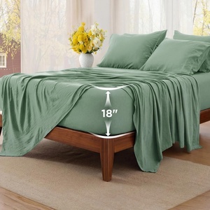 image:imageBedsure Deep Pocket Twin Sheets  4 Piece Prewashed UltraSoft Twin Sheets Set Fits Mattresses Up to 18 Inches Thick Breathable amp Secure Fit Hotel Luxury Bedding LinenSage Green