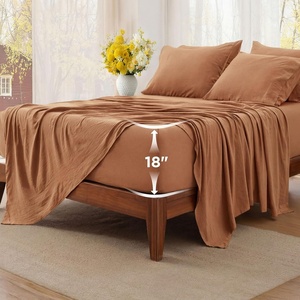 image:imageBedsure Deep Pocket Twin Sheets  4 Piece Prewashed UltraSoft Twin Sheets Set Fits Mattresses Up to 18 Inches Thick Breathable amp Secure Fit Hotel Luxury Bedding LinenOrange
