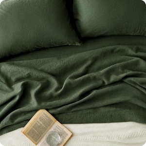 image:imageBedsure Linen Sheets California King Size  Cotton Linen Blend Bed Sheets Anti  Pilling UltraSoft amp Breathable 16 Deep Pocket PureWoven Natural Texture Improves with Use 4 Pieces06  Olive Green