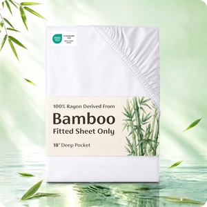image:imageBedsure Queen Fitted Sheet Only 100 Rayon Derived from Bamboo Breathable amp Soft PureWoven Cooling Bottom Sheet for Hot Sleepers Deep Pocket Up to 18 with 4 Elastic Corner Straps GreyWhite