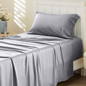 image:imageBedsure Queen Sheet Set Rayon Derived from Bamboo Cooling Sheets PureWoven Breathable amp Soft Deep Pocket Up to 16 Inches Hotel Luxury Silky Bedding for Hot Sleepers Coffee04  Silver Grey