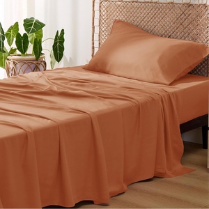 image:imageBedsure Queen Sheet Set Rayon Derived from Bamboo Cooling Sheets PureWoven Breathable amp Soft Deep Pocket Up to 16 Inches Hotel Luxury Silky Bedding for Hot Sleepers Coffee19  Burnt Orange