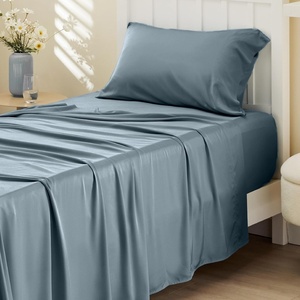 image:imageBedsure Queen Sheet Set Rayon Derived from Bamboo Cooling Sheets PureWoven Breathable amp Soft Deep Pocket Up to 16 Inches Hotel Luxury Silky Bedding for Hot Sleepers Coffee05  Dusty Blue