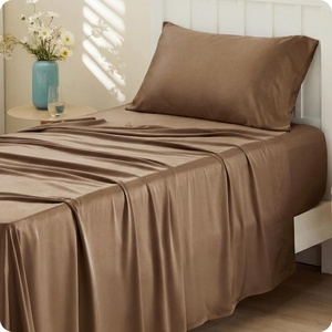 image:imageBedsure Queen Sheet Set Rayon Derived from Bamboo Cooling Sheets PureWoven Breathable amp Soft Deep Pocket Up to 16 Inches Hotel Luxury Silky Bedding for Hot Sleepers Coffee28  Coffee
