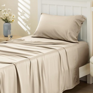 image:imageBedsure Queen Sheet Set Rayon Derived from Bamboo Cooling Sheets PureWoven Breathable amp Soft Deep Pocket Up to 16 Inches Hotel Luxury Silky Bedding for Hot Sleepers Coffee03  Beige