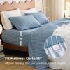 image:imageBedsure Striped Sheets Queen SizeFits Mattresses Up to 16 Deep4 Piece Breathable Bed Sheets Imitation Cotton Textured Jacquard Dobby Stripe Bedsheet amp Pillowcases for KidsWomenMenBeigeStriped  Dark Blue