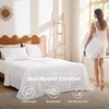 image:imageBedsure Striped Sheets Queen SizeFits Mattresses Up to 16 Deep4 Piece Breathable Bed Sheets Imitation Cotton Textured Jacquard Dobby Stripe Bedsheet amp Pillowcases for KidsWomenMenBeigeStriped  White