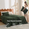 image:imageBedsure Striped Sheets Queen SizeFits Mattresses Up to 16 Deep4 Piece Breathable Bed Sheets Imitation Cotton Textured Jacquard Dobby Stripe Bedsheet amp Pillowcases for KidsWomenMenBeigeOlive Green