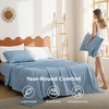 image:imageBedsure Striped Sheets Queen SizeFits Mattresses Up to 16 Deep4 Piece Breathable Bed Sheets Imitation Cotton Textured Jacquard Dobby Stripe Bedsheet amp Pillowcases for KidsWomenMenBeigeStriped  Dark Blue