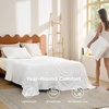 image:imageBedsure Striped Sheets Queen SizeFits Mattresses Up to 16 Deep4 Piece Breathable Bed Sheets Imitation Cotton Textured Jacquard Dobby Stripe Bedsheet amp Pillowcases for KidsWomenMenBeigeWhite