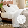 image:imageBedsure Striped Sheets Queen SizeFits Mattresses Up to 16 Deep4 Piece Breathable Bed Sheets Imitation Cotton Textured Jacquard Dobby Stripe Bedsheet amp Pillowcases for KidsWomenMenBeigeWhite