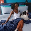 image:imageBedsure Satin Pillowcase for Hair and Skin Queen Silver Grey amp Fleece Throw Blanket for Sofa and Bed Navy Blue