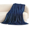 image:imageBedsure Satin Pillowcase for Hair and Skin Queen Silver Grey amp Fleece Throw Blanket for Sofa and Bed Navy Blue