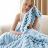 image:imageBedsure Sea Blue Fleece Blanket amp Throw Pillow Covers Sea Blue