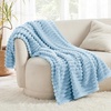 image:imageBedsure Sea Blue Fleece Blanket amp Throw Pillow Covers Sea Blue