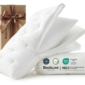 image:imageBedsure Adjustable Pillow Queen Size for Back Stomach Side Sleepers CertiPURUS Memory Foam amp Down Alternative DualFill100 Cotton Cover PureWoven 3557 Inches Custom Height 26x171 PackWhite