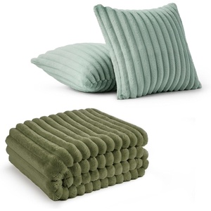 image:imageBedsure Cypress Fleece Blanket amp Throw Pillow Covers Sage Green