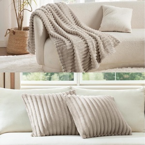 image:imageBedsure Linen Fleece Blanket amp Throw Pillow Covers Line