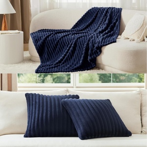image:imageBedsure Navy Blue Fleece Blanket amp Throw Pillow Covers Navy Blue
