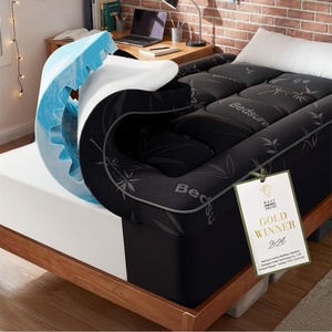 image:imageBedsure DualLayer 5 Inch Memory Foam Mattress Topper Twin XL 3 Inch Memory Foam  2 Inch Viscose Made from Bamboo Mattress Topper Pad Cover Breathable amp Pressure Relief BlackBlack