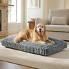 image:imageBedsure ComfyFleece XL Dog Bed Extra Large Crate Pillow 41x27 Sandy Beige  Aesthetic Crate Bed for Balanced Support Cute Chopped Foam Pad with Removable Washable Cover NonSlip Waterproof Cozy Pet MatGrey
