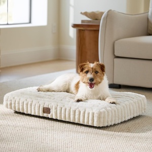 image:imageBedsure ComfyFleece XL Dog Bed Extra Large Crate Pillow 41x27 Sandy Beige  Aesthetic Crate Bed for Balanced Support Cute Chopped Foam Pad with Removable Washable Cover NonSlip Waterproof Cozy Pet MatCream